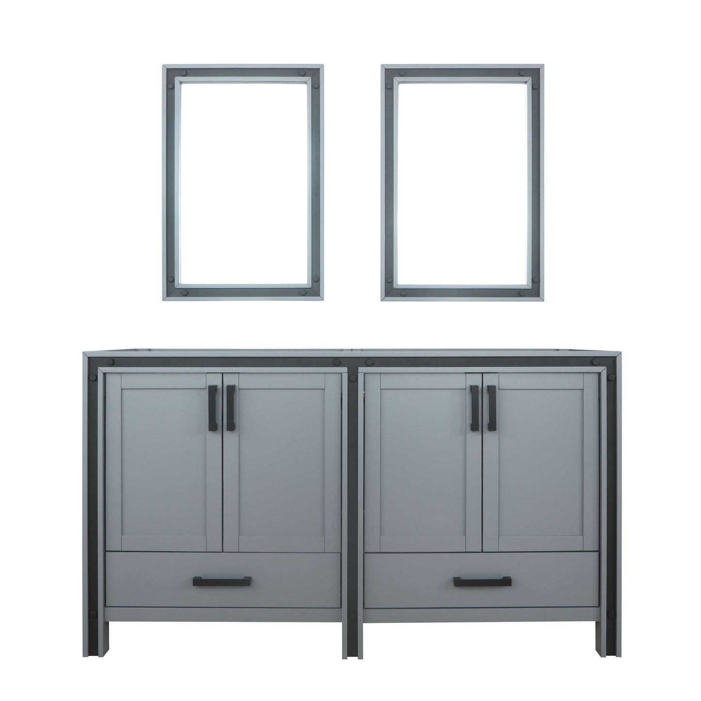 Ziva 60" Dark Grey Double Vanity, no Top and 22" Mirrors