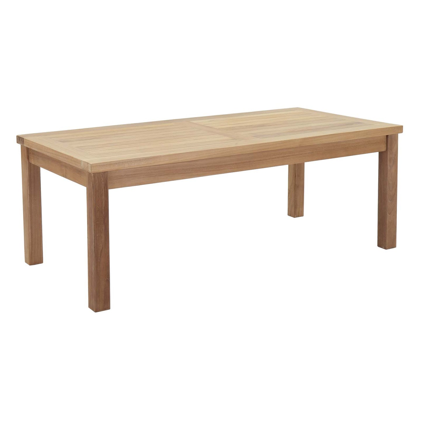 Modway Marina Premium Grade A Teak Wood Outdoor Patio Rectangle Coffee Table in Natural