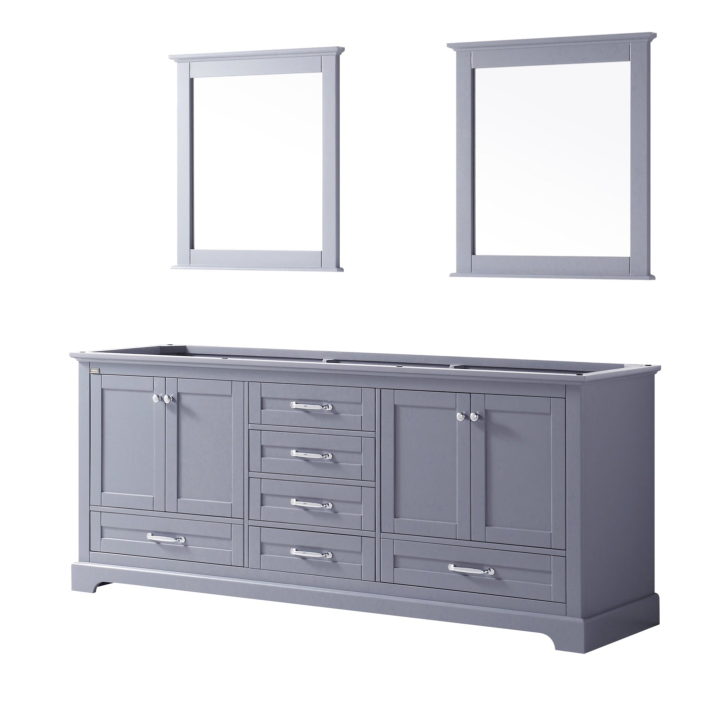 Dukes 80" Dark Grey Double Vanity, no Top and 30" Mirrors