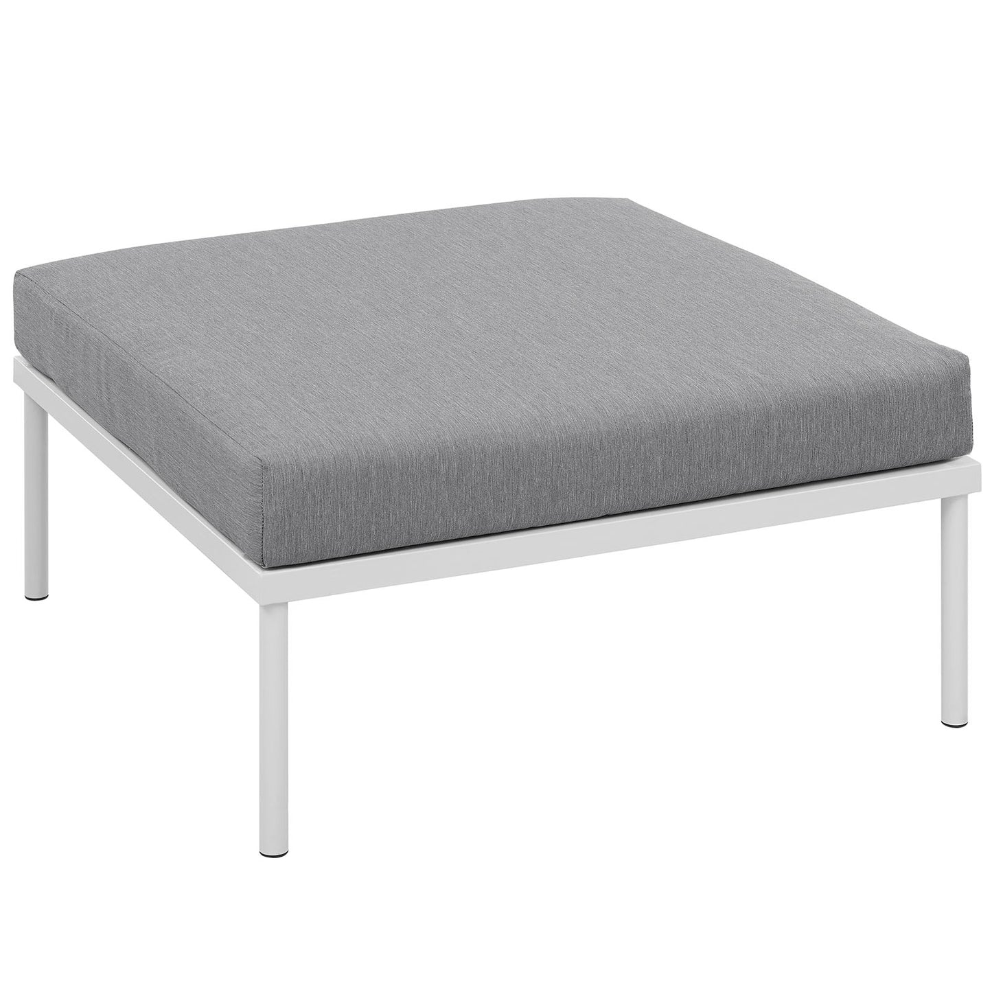 Modway Harmony Aluminum Outdoor Patio Ottoman with Cushion in White Gray