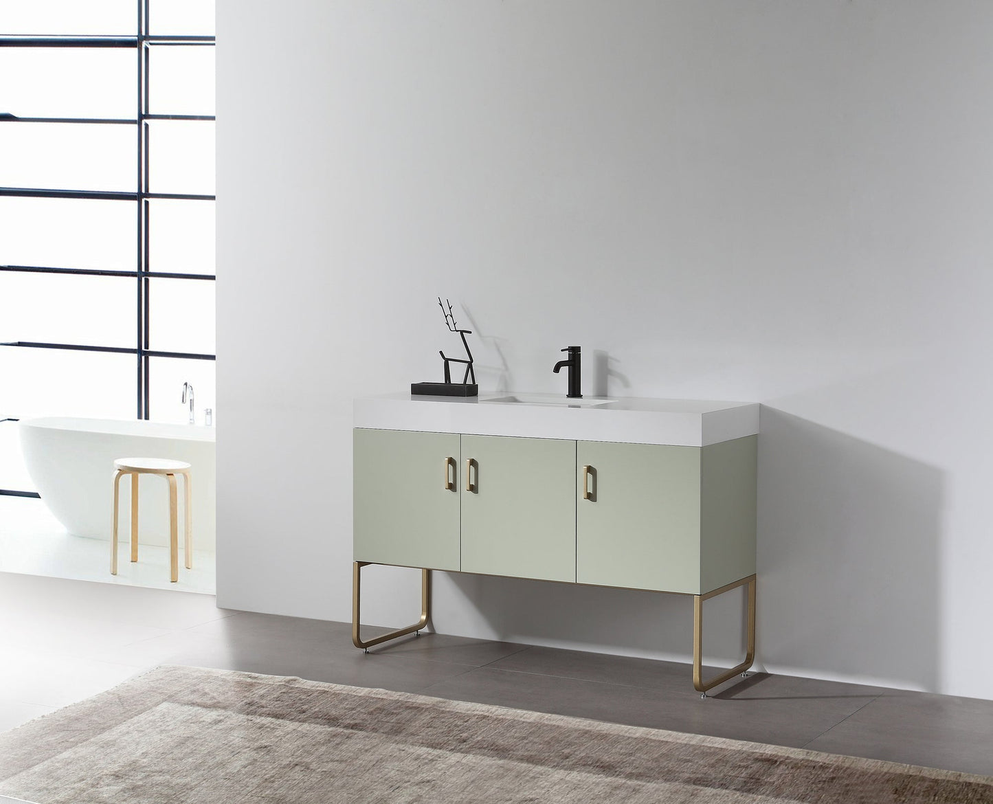 VEEMON 48” PINE MIST DUAL MOUNT MODERN BATHROOM VANITY