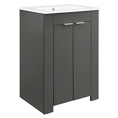 Modway Maybelle 24" Bathroom Vanity, Gray White