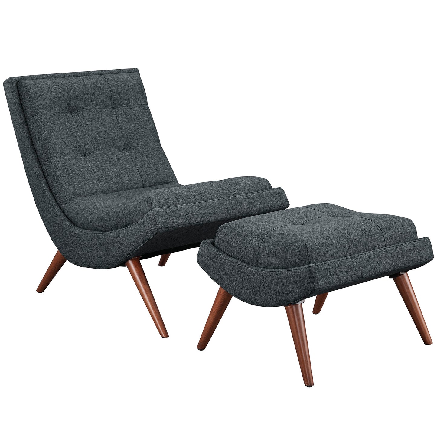 Modway Ramp Upholstered Fabric Lounge Chair Set in Azure
