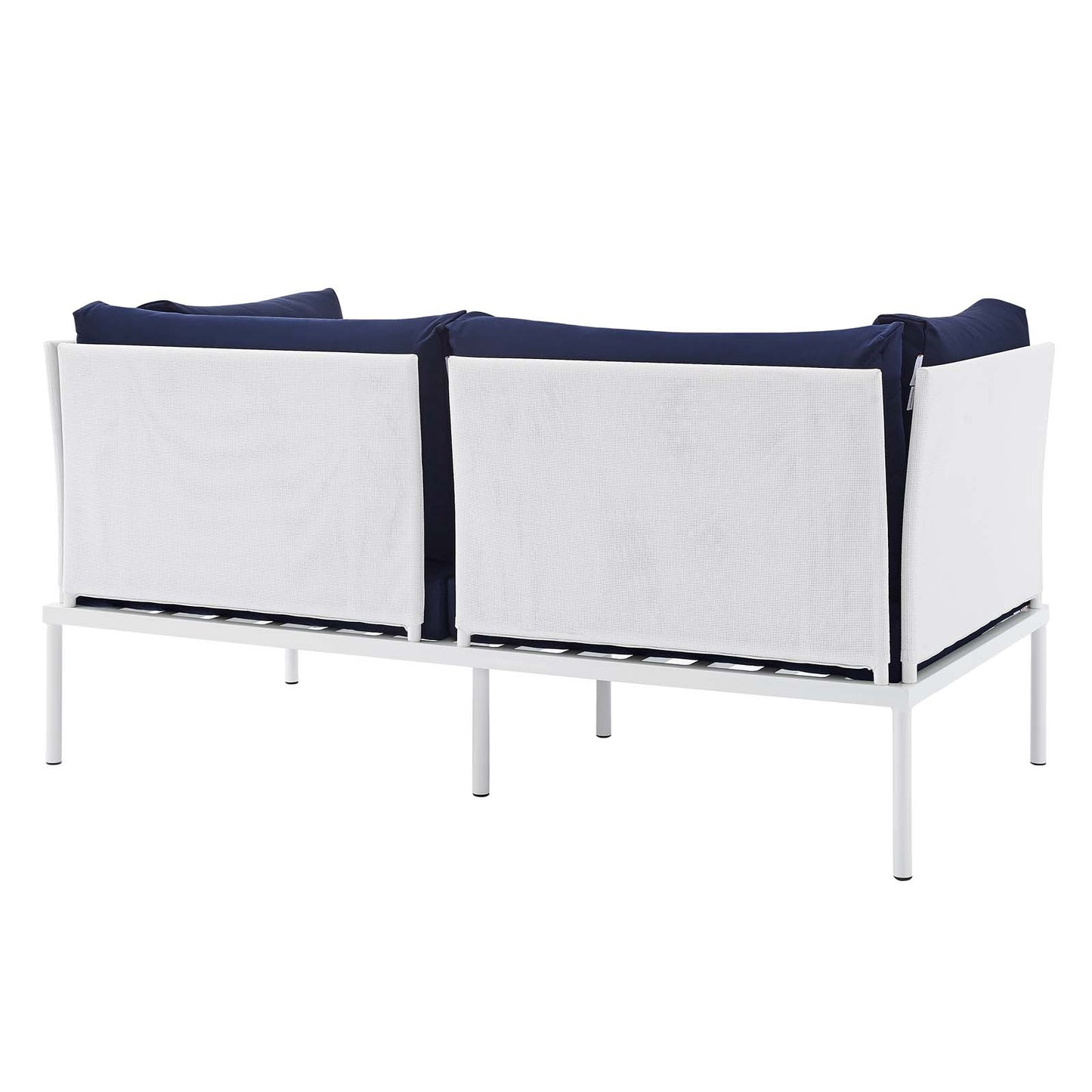 Modway EEI-4963-WHI-NAV Harmony Sunbrella White Navy Outdoor Patio Aluminum Loveseat