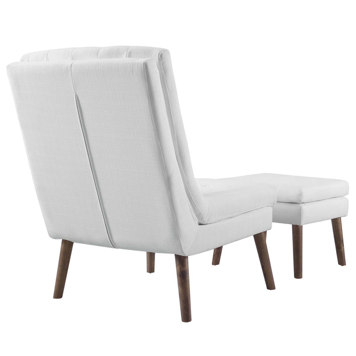 Modway Modify Tufted Modern Lounge Accent Chair and Ottoman Set in White