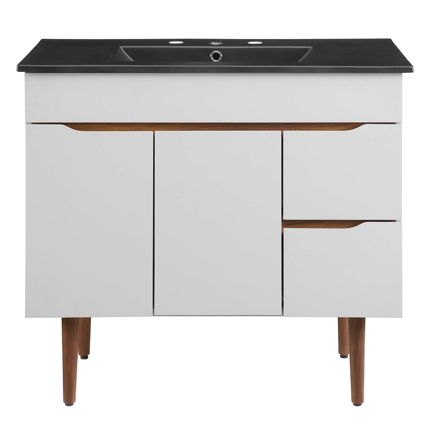 Modway Harvest 36" Mid-Century Bathroom Vanity Cabinet in Gray Black