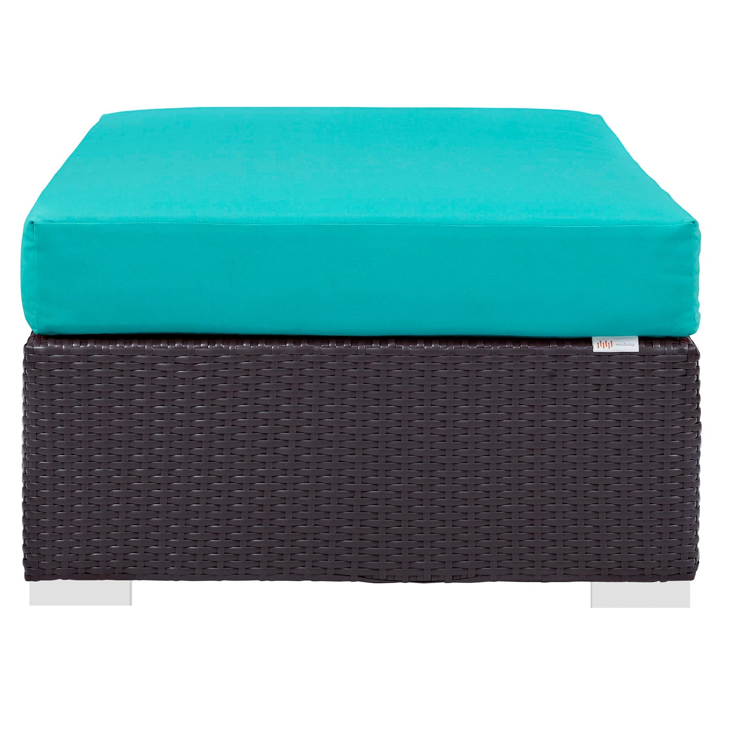 Modway Convene Wicker Rattan Outdoor Patio Rectangle Ottoman in Espresso Turquoise