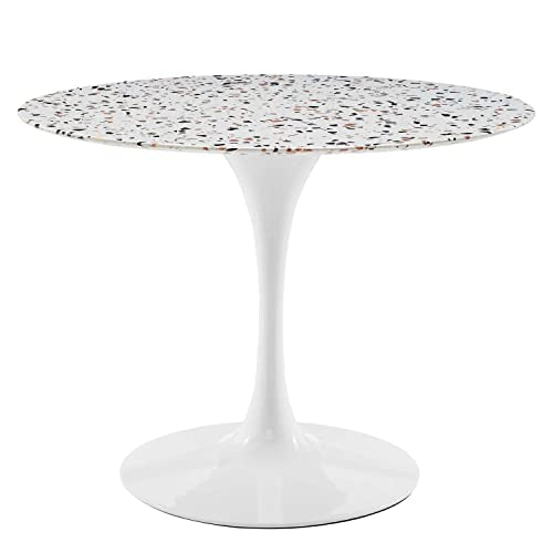 Modway White Lippa Round Terrazzo Dining Table EEI-5722-WHI-WHI