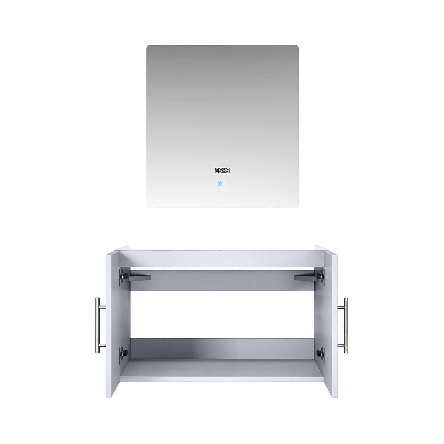 Geneva 30" Glossy White Single Vanity, no Top and 30" LED Mirror