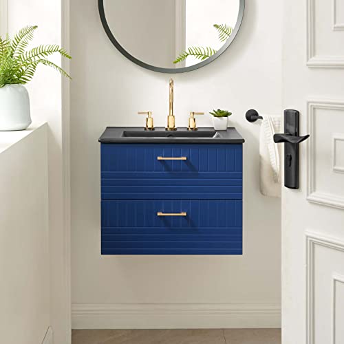 Modway Daybreak 24" Wall-Mount Bathroom Vanity in Blue Black