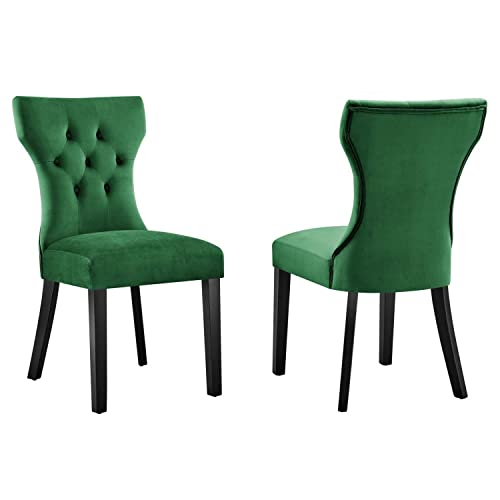 Modway Silhouette Velvet Set of 2 Dining Chair with Emerald Finish EEI-5014-EME