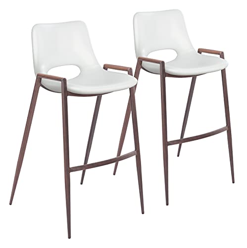 Zuo Modern Bar Chair (Set of 2) White Desi