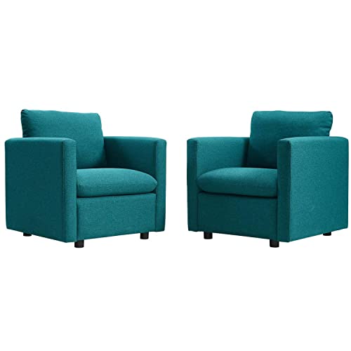 Modway Activate Upholstered Fabric Armchair Set of 2, Teal