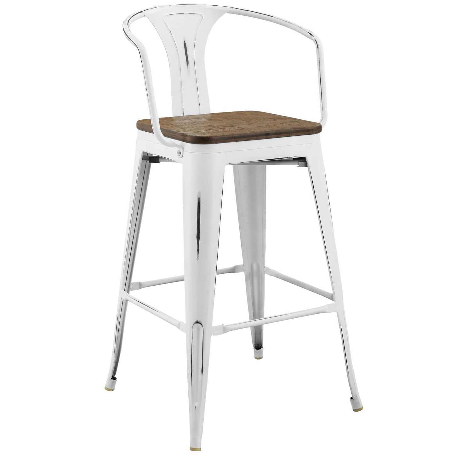 Modway Promenade Metal Bar Stool in White (Set of 4)