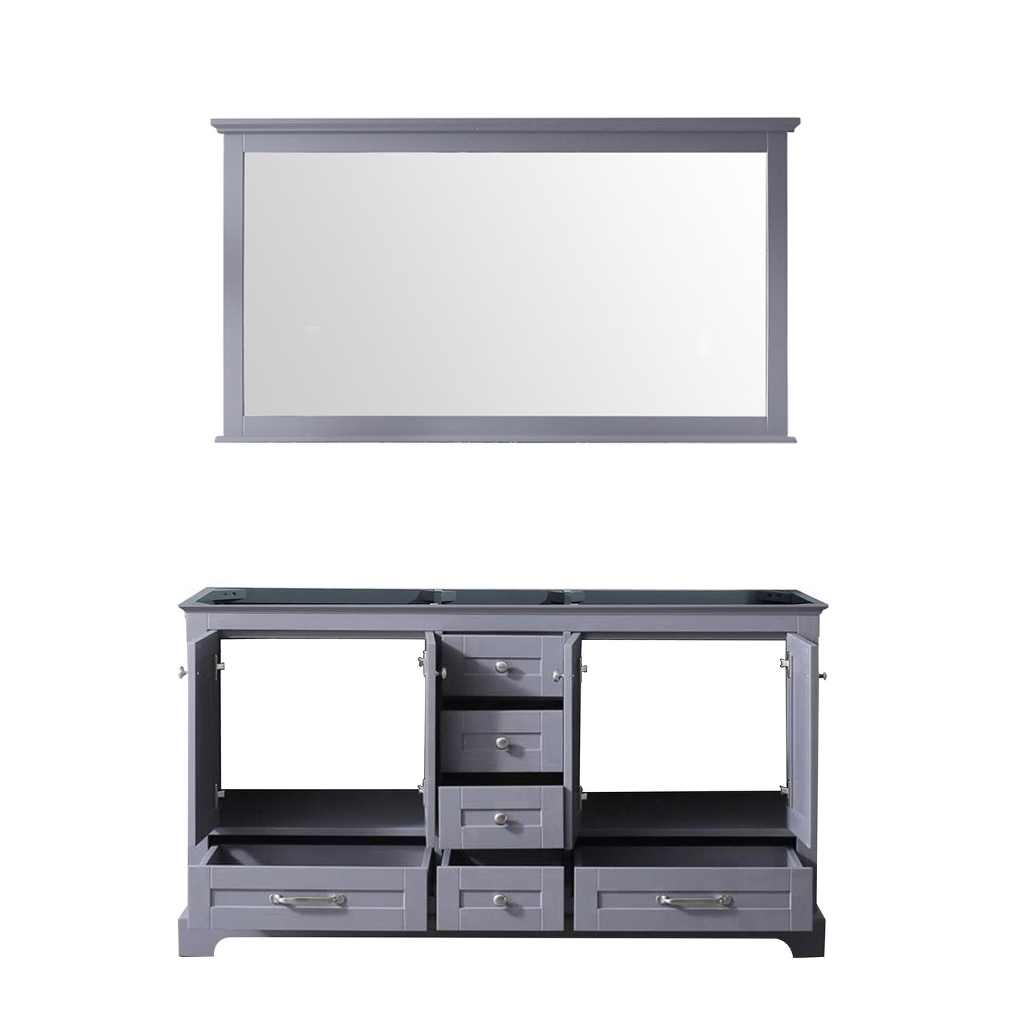 Dukes 60" Dark Grey Double Vanity, no Top and 58" Mirror