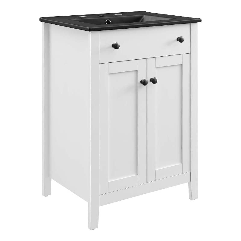 Modway Nantucket 24" Bathroom Vanity with Sink in White Black