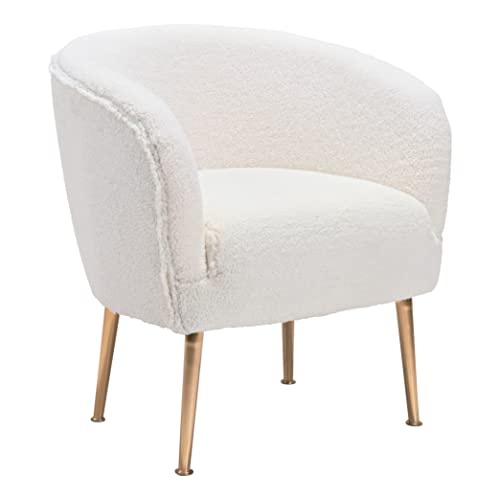 Zuo Modern - Sherpa Accent Chair Beige & Gold - Modern - Seating - Steel, Plywood, Foam, 100% Polyester - Indoor - 29.9in Height