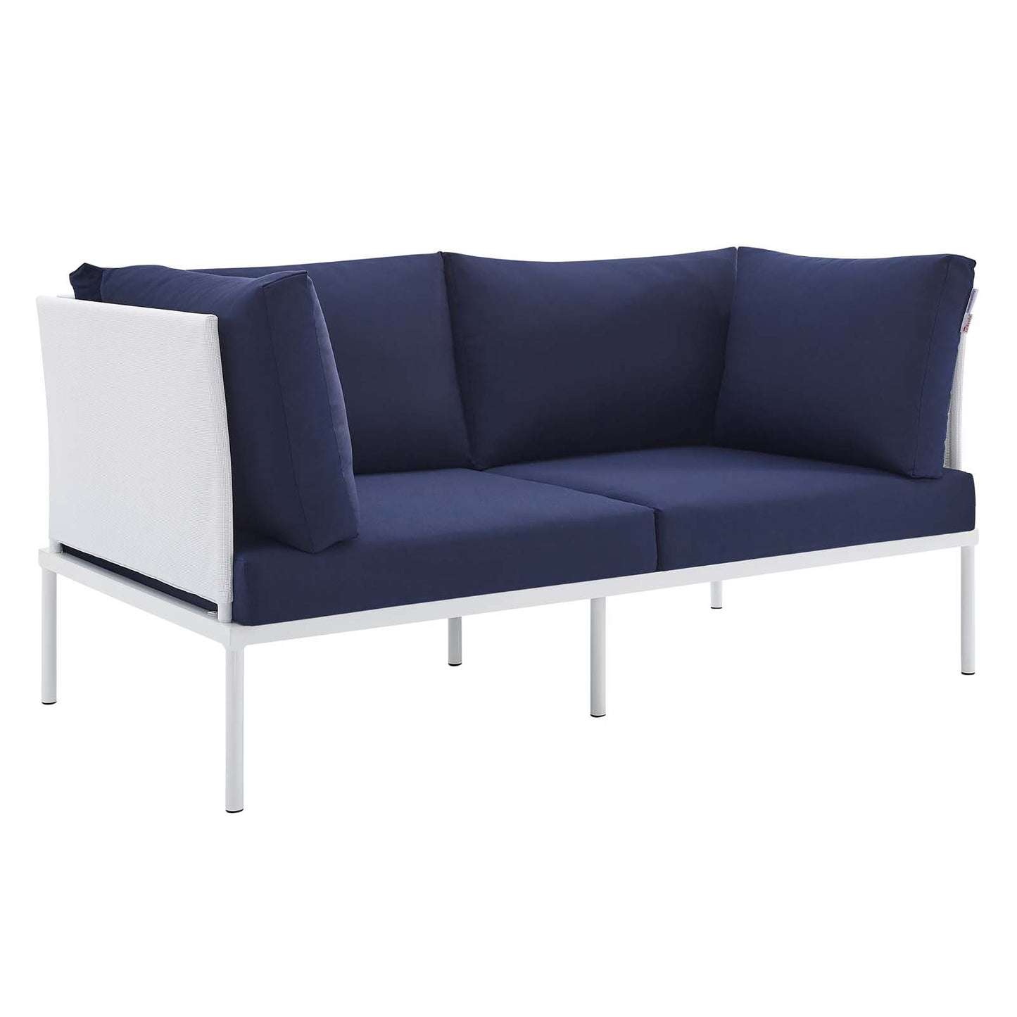 Modway EEI-4963-WHI-NAV Harmony Sunbrella White Navy Outdoor Patio Aluminum Loveseat