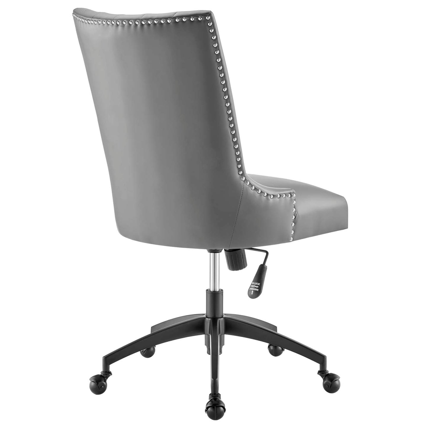 Modway Empower Channel Tufted Vegan Leather Office Chair in Black Gray