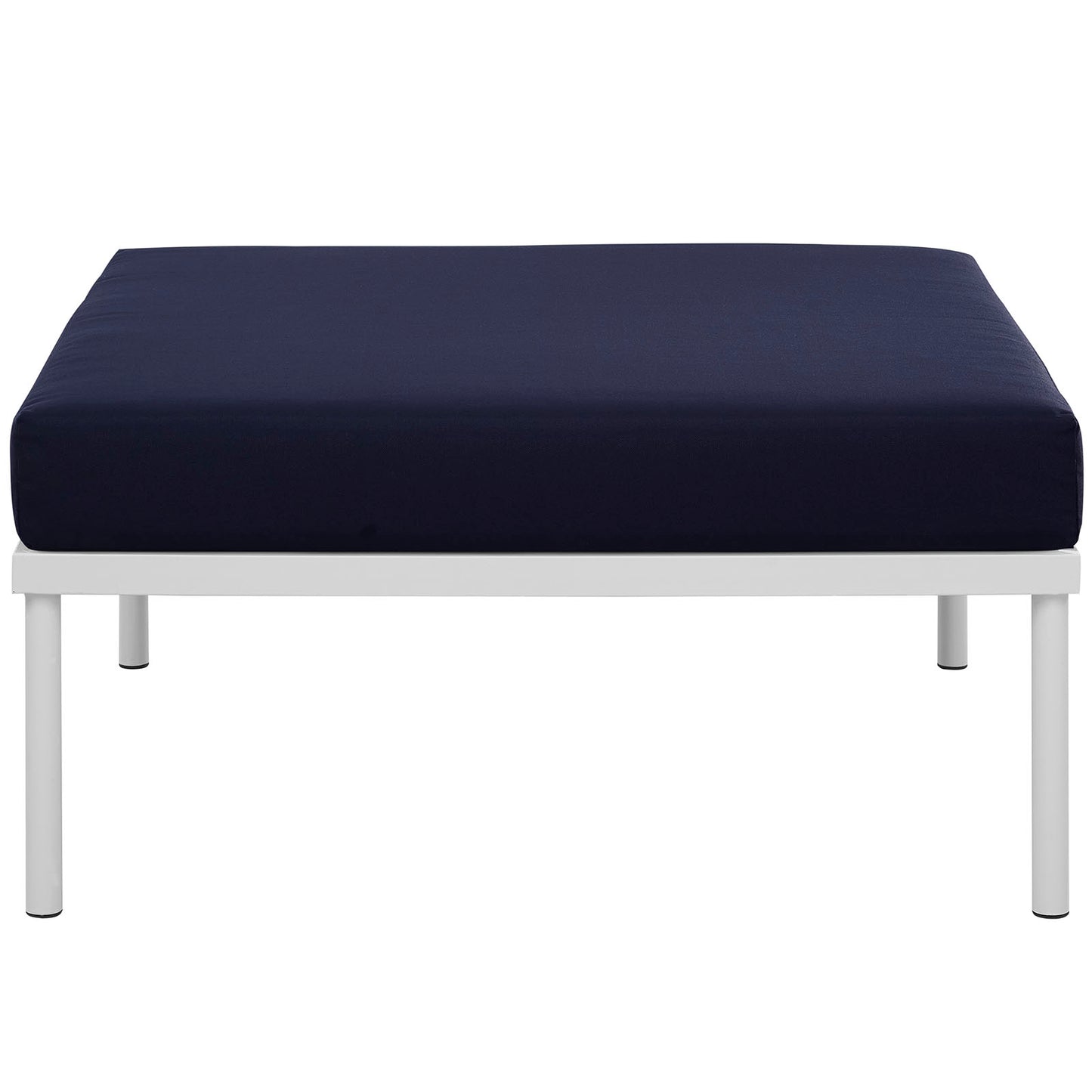 Modway Harmony Aluminum Outdoor Patio Ottoman with Cushion in White Navy