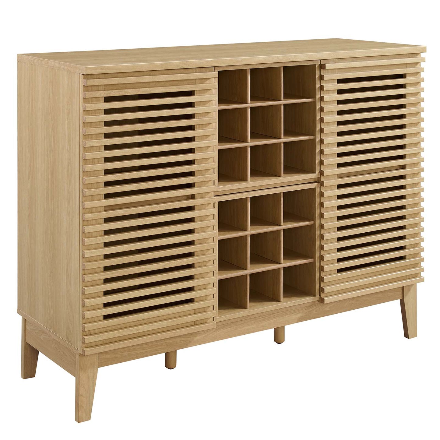 Modway Render Mid-Century Modern Wine Bar Cabinet in Oak