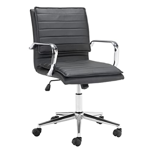 Zuo Modern - Partner Office Chair Black - Modern - Seating - Steel, Plywood, Foam, 100% Polyurethane - Indoor - 38.2in Height