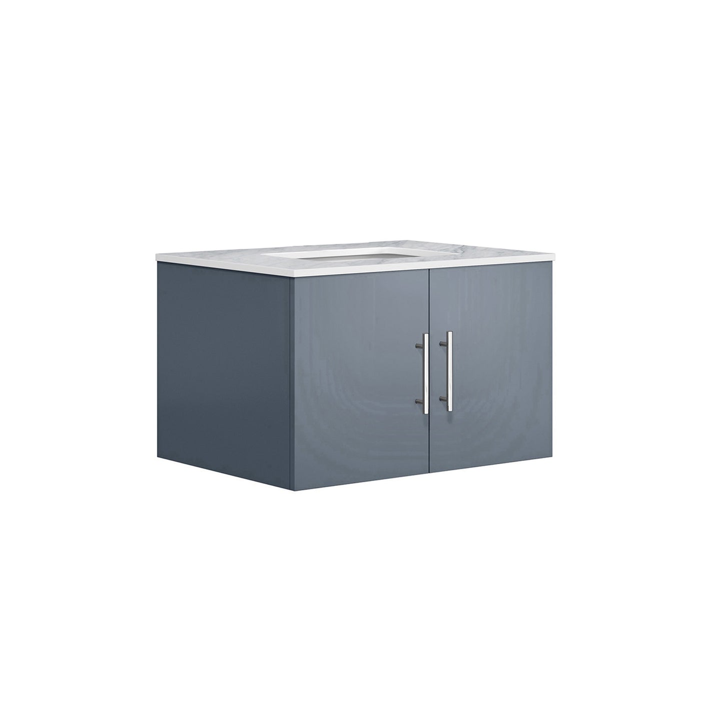 Geneva 30" Dark Grey Single Vanity, White Carrara Marble Top, White Square Sink and no Mirror