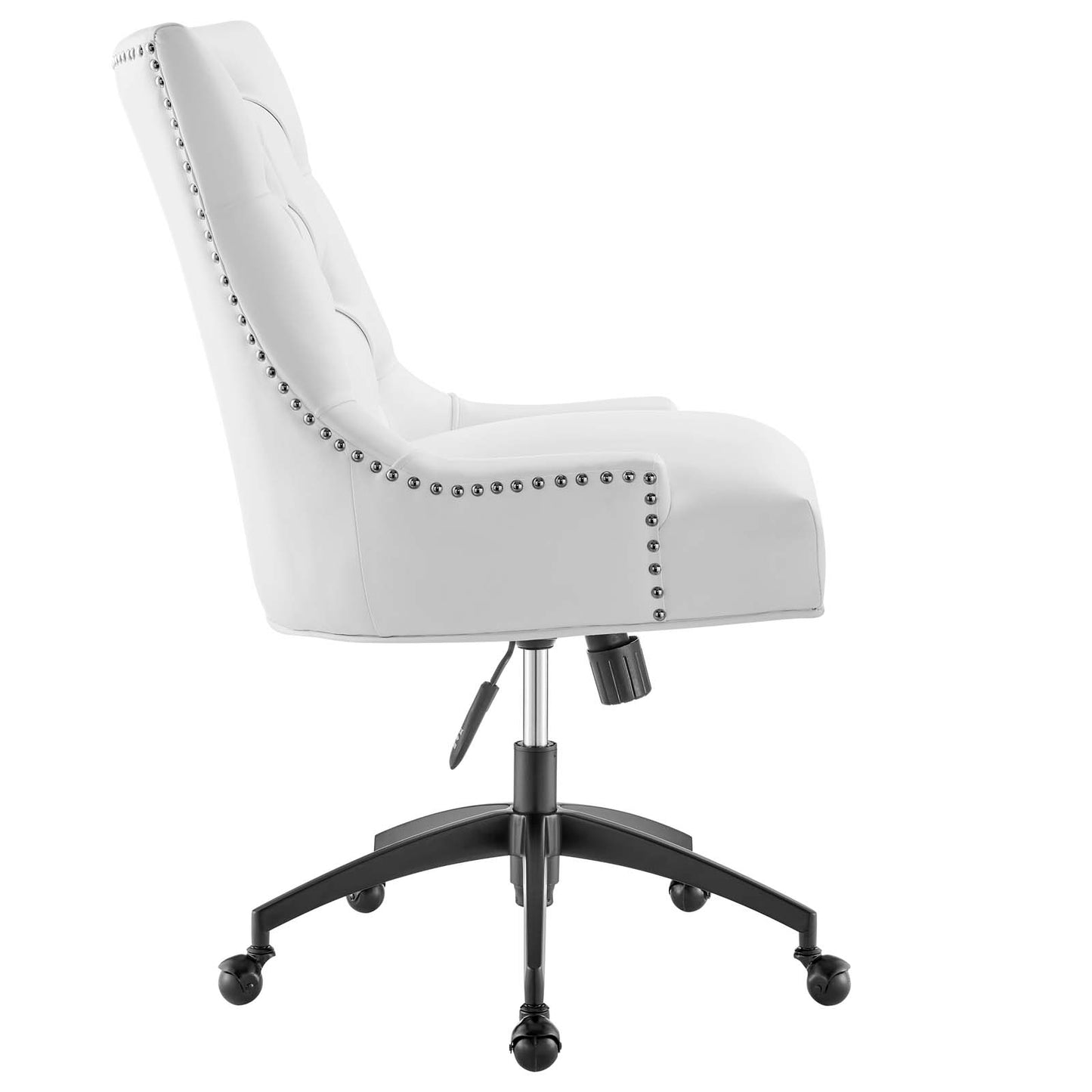 Modway Regent Tufted Vegan Leather Swivel Office Chair in Black White