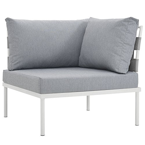 Modway EEI-2601-WHI-GRY MO-EEI-2601-WHI-GRY Harmony Outdoor Patio Aluminum, Corner Sofa, White Gray