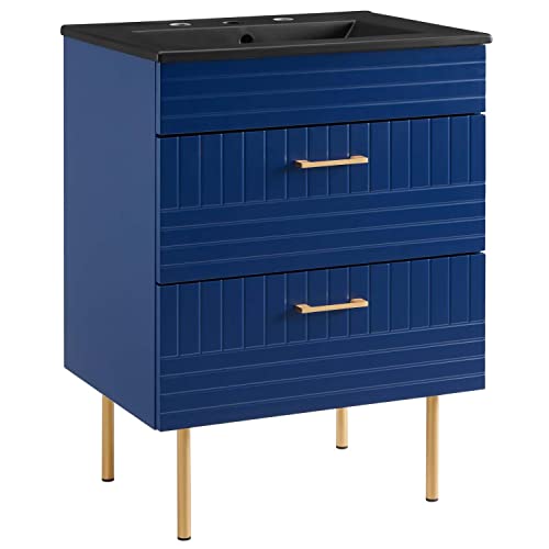 Modway Daybreak 24" Wall-Mount Bathroom Vanity in Blue Black