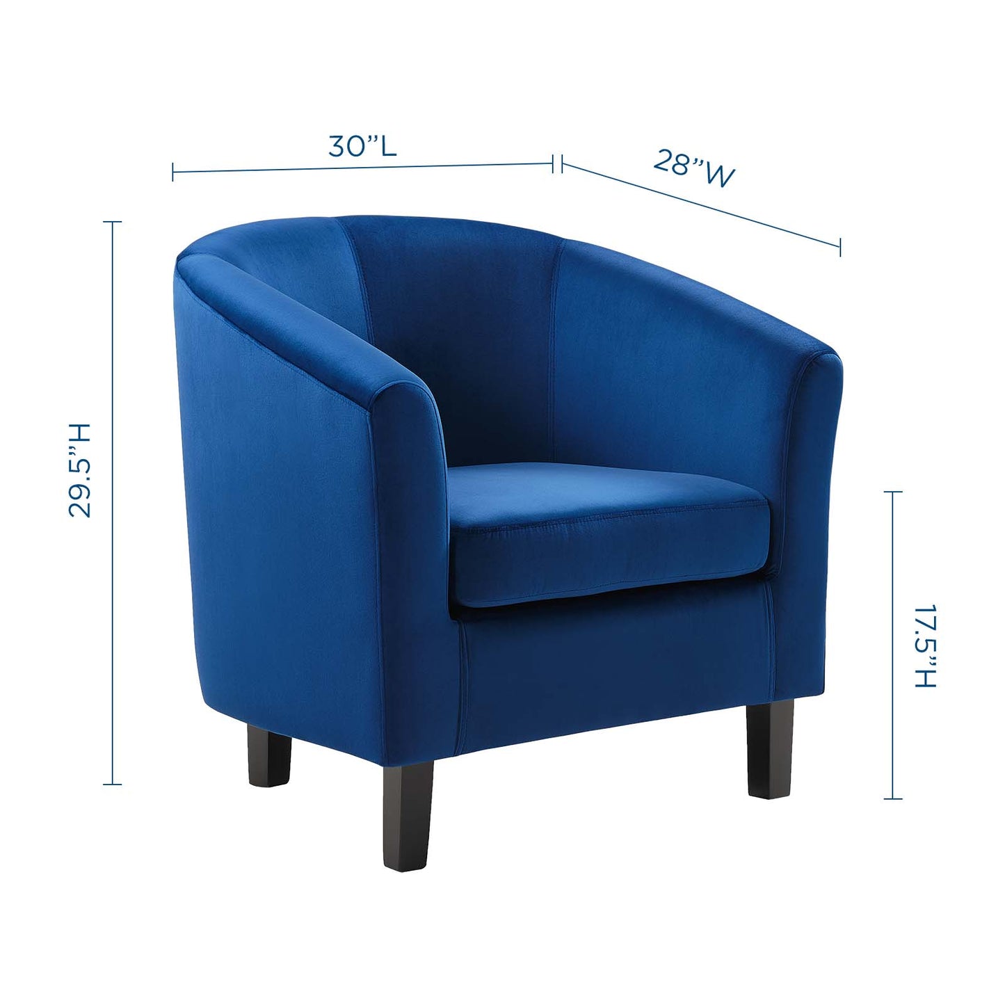 Modway Prospect Performance Velvet Upholstered Arm Chair in Navy