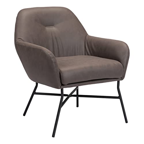 Zuo Modern - Hans Accent Chair Vintage Brown - Modern - Seating - Steel, Plywood, Foam, 100% Polyester - Indoor - 29.9in Height