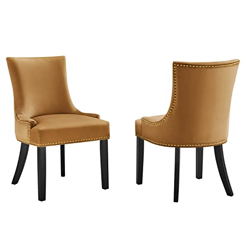 Modway Marquis Velvet Set of 2 Dining Chairs with Cognac Finish EEI-5010-COG