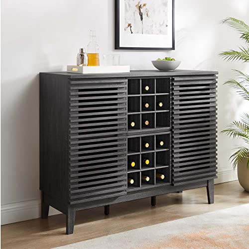 Modway Render Mid-Century Modern Wine Bar Cabinet in Charcoal