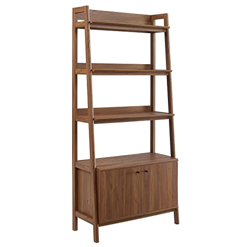 Modway 33" Bookshelf Display Case in Walnut