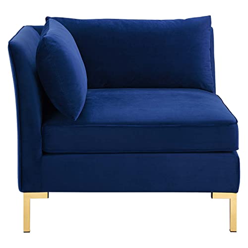 Modway Ardent Performance Velvet Upholstered Corner Sectional Chair in Navy