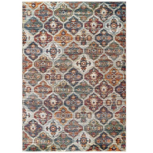 Modway Tribute Azalea Distressed Vintage Floral Lattice Area Rug