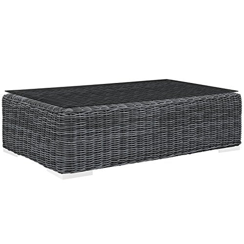 Modway Summon Wicker Rattan Outdoor Patio Coffee Table in Gray