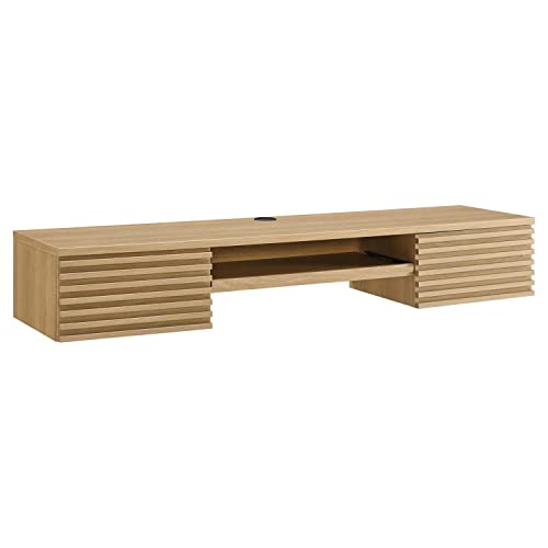 Modway Oak Render Wall Mount Wood Office Desk EEI-5865-OAK