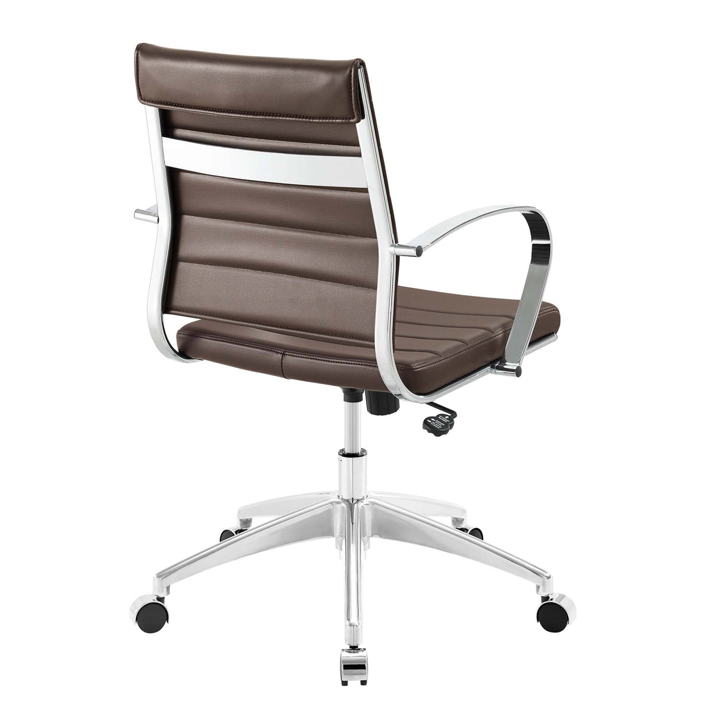 Modway Jive Mid Back Ribbed Faux Leather Office Swivel Chair in Brown