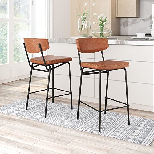 Zuo Modern - Sharon Counter Chair (Set of 4) Vintage Brown - Modern - Bar - Seating - Seat - 350 lbs. Weight Capacity - Steel - Plywood - Foam - Plywood Wood - Powder Coated - Indoor - Vintage Brown