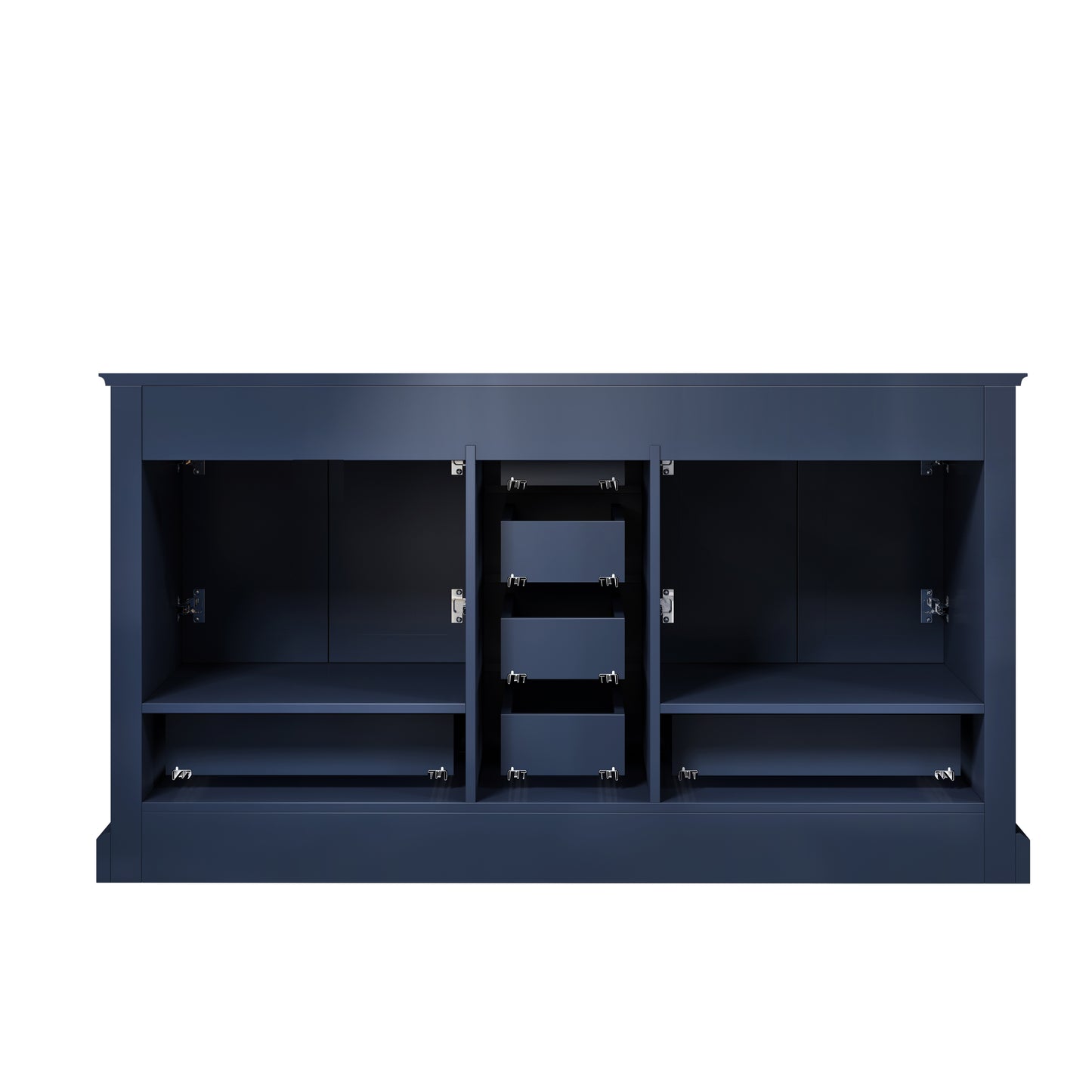 Dukes 60" Navy Blue Double Vanity, no Top and 58" Mirror