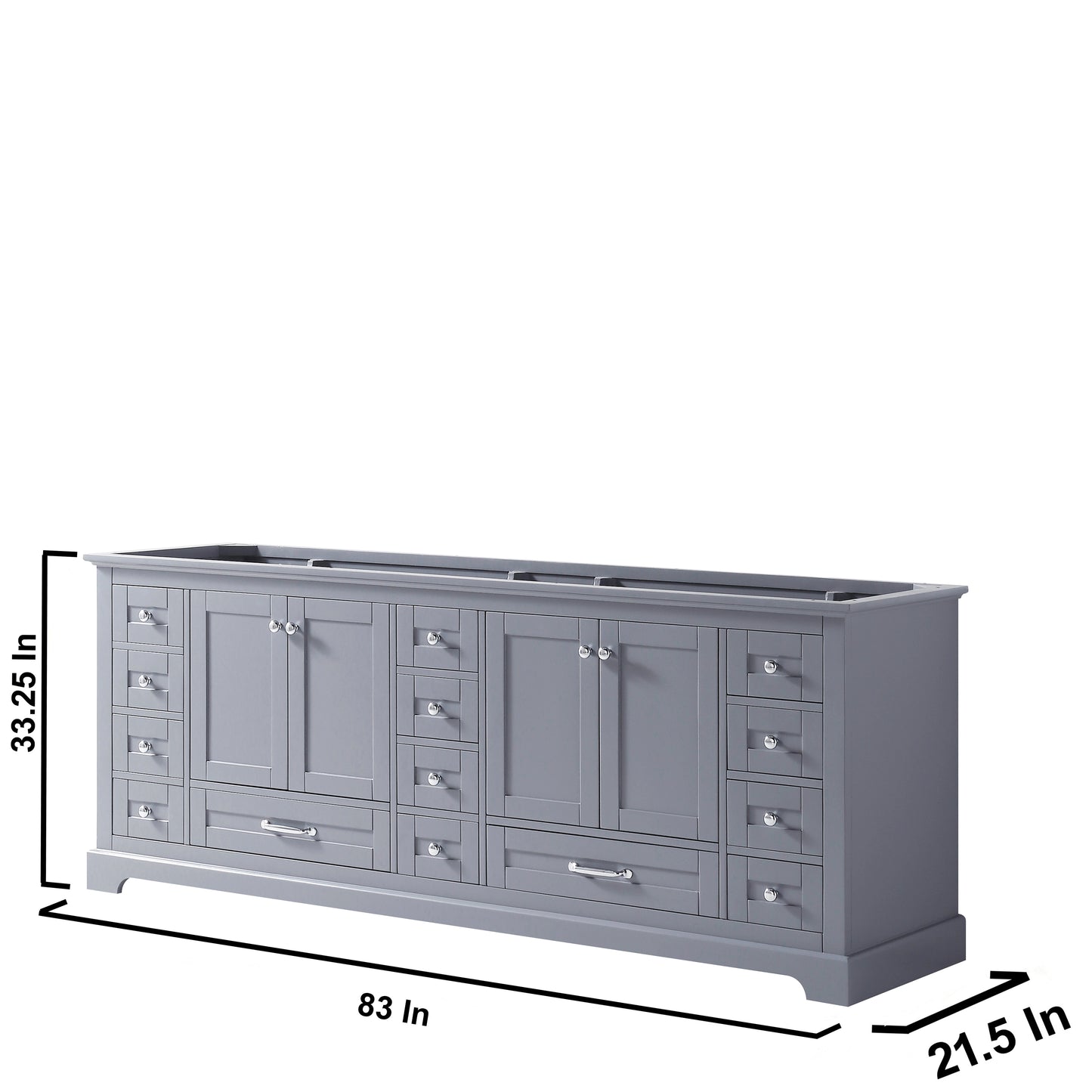 Dukes 84" Dark Grey Double Vanity, no Top and 34" Mirrors