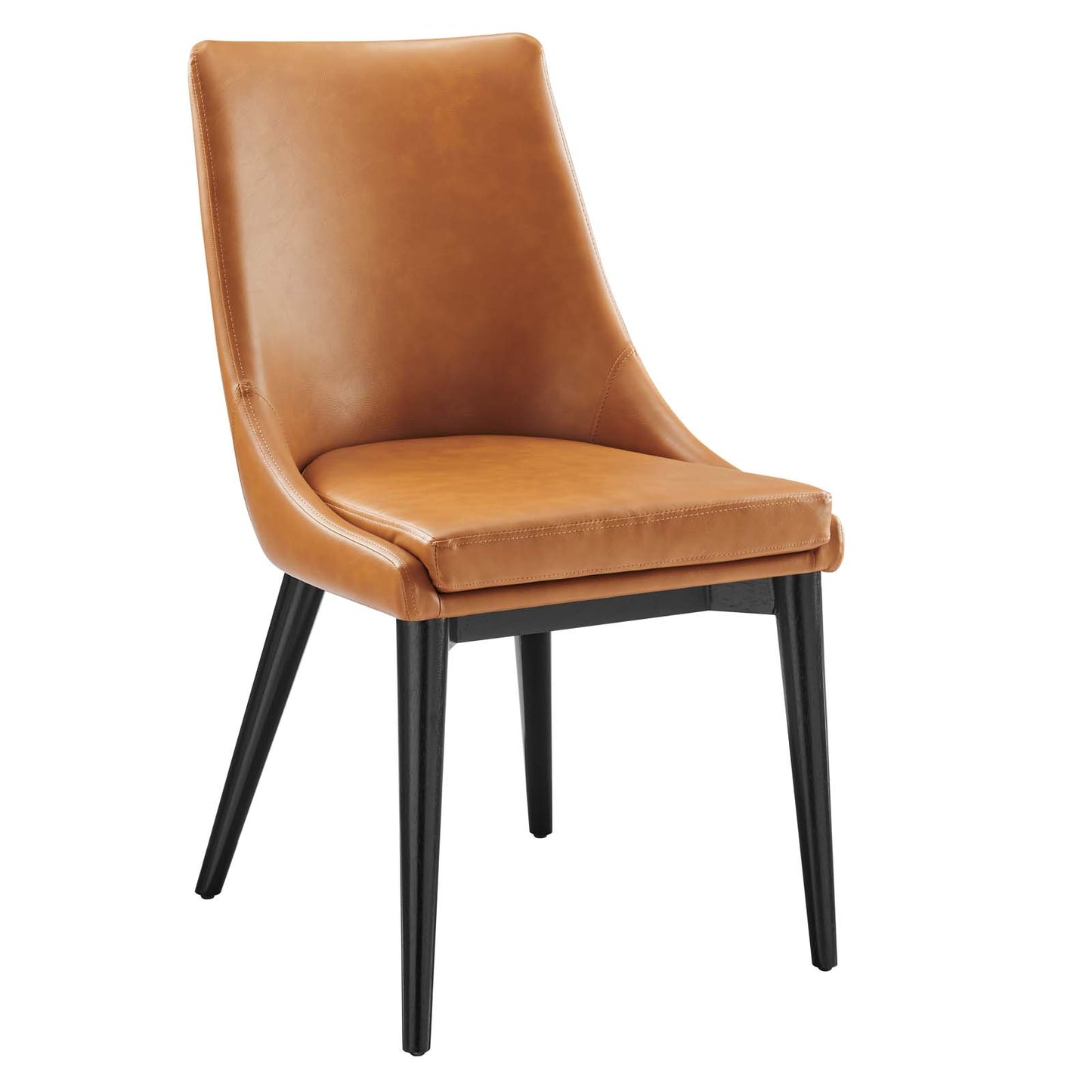 Modway Viscount Mid-Century Modern Vegan Leather Upholstered Two Dining Chairs in Tan