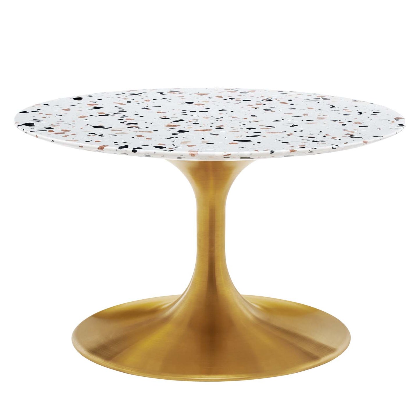 Modway Gold and White Lippa Round Terrazzo Coffee Table EEI-5711-GLD-WHI