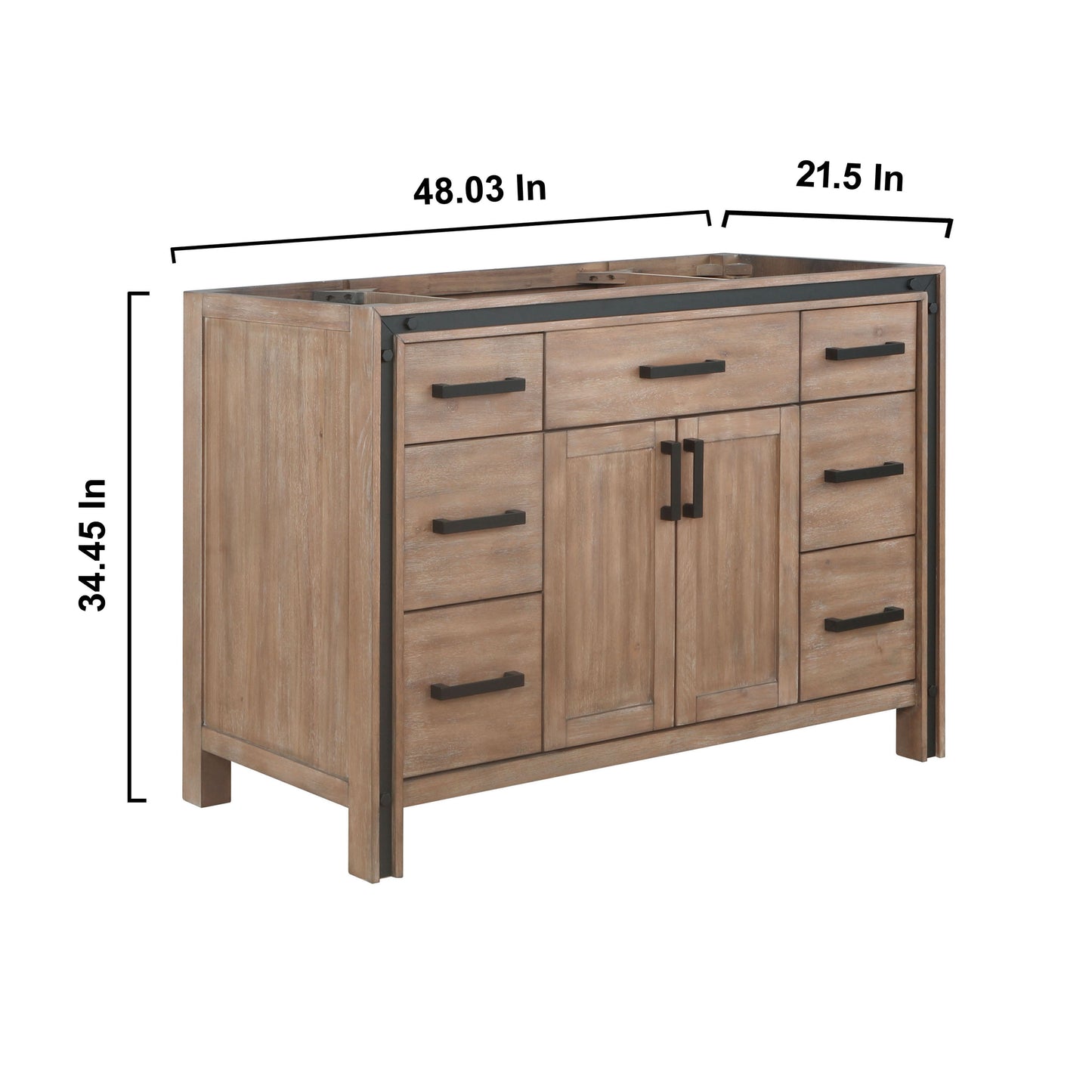 Ziva 48" Rustic Barnwood Vanity Cabinet Only