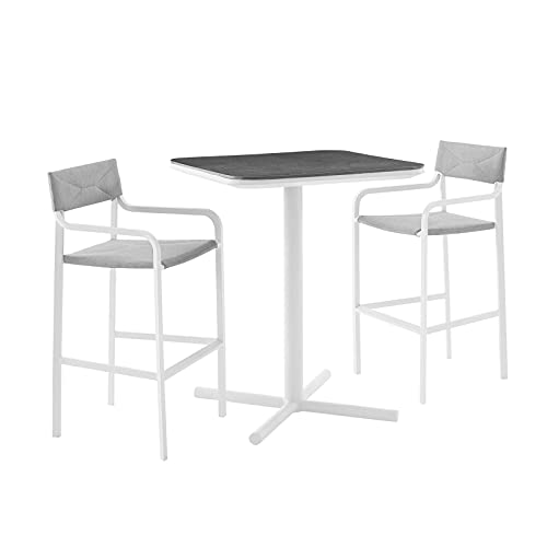 Modway EEI-3798-WHI-GRY Raleigh 3 Piece Outdoor Patio Aluminum Bar Set, White Gray