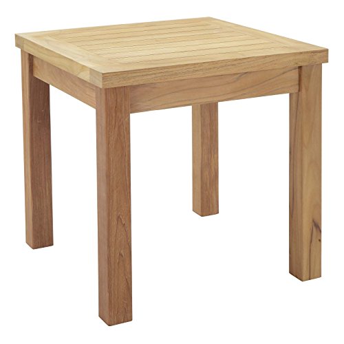 Modway Marina Premium Grade A Teak Wood Outdoor Patio Square Side End Table in Natural