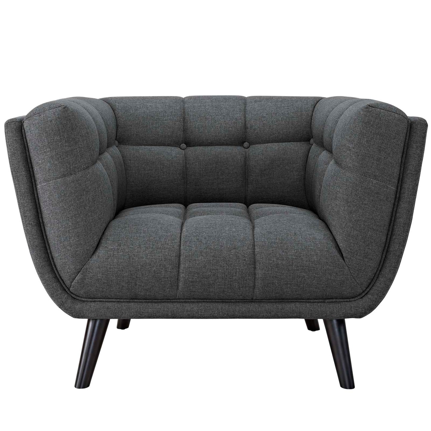 Bestow Mid-Century Modern Upholstered Fabric Button-Tufted Chair