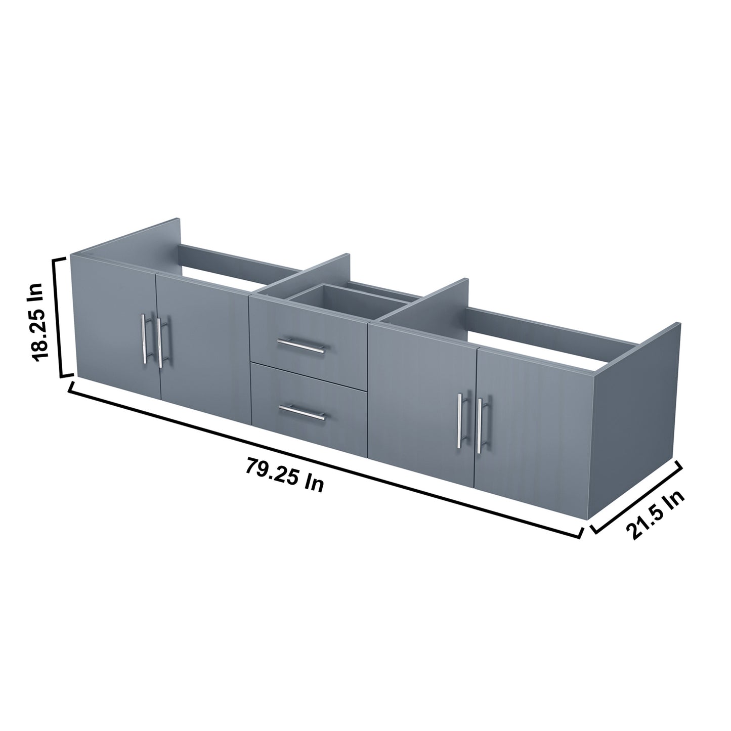 Geneva 80" Dark Grey Vanity Cabinet Only